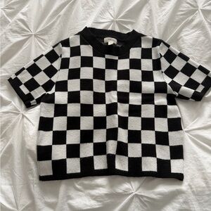 Debut Monochrome Checkered Knit Sweater